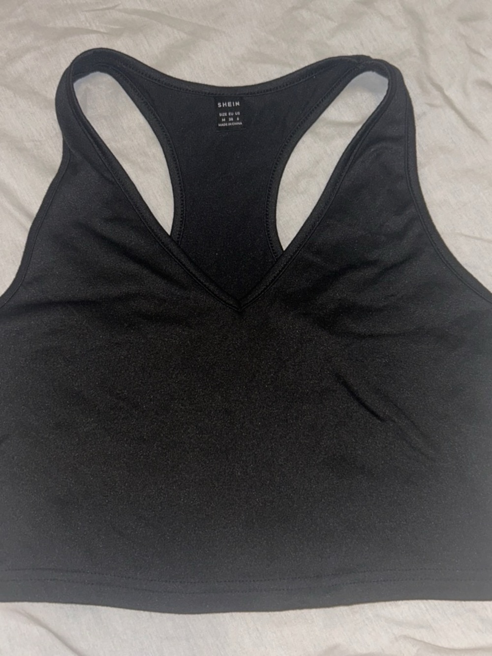 SHEIN Black Ribbed Racerback Crop Top